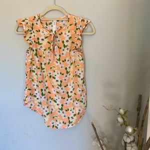Peach Floral Ruffle Pajamas